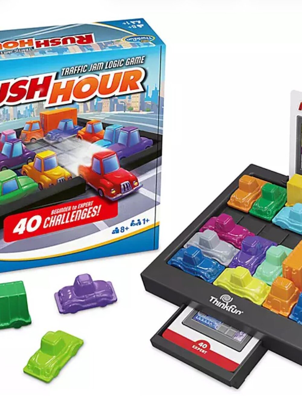 Think! Rush Hour Logic Game - Red, Green, Yellow, Blue & Purple Vehicles